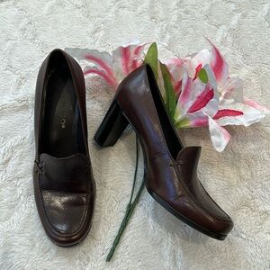 Franco Sarto Dark Brown Heeled Loafers